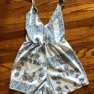 Navy and white romper